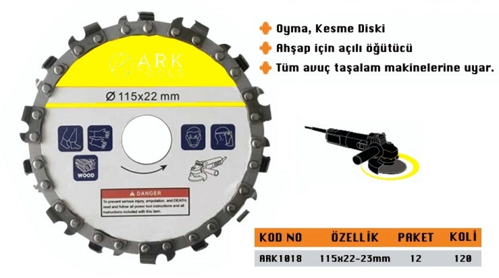 Ark Zincirli Ahşap Testere 115 Mm
