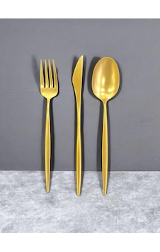 Maxx Doria Cosmos Titanyum Mat Gold 12 Kişilik 84 Parça Çatal Kaşık Bıçak Takımı Pa1034 Altın