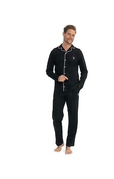 U.s. Polo Assn. 12039 Erkek Patlı Boydan Düğmeli Pijama Takımı Siyah