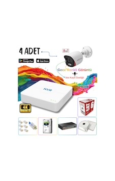 Adecam 4 Lü Full Hd Ip Güvenlik Kamera Sistemi - Gece Renkli & Sesli Set + 30 Gün Kayıt, Cepten İzleme Adecam 4 Lü Full Hd Ip Güvenlik Kamera Sistemi - Gece Renkli & Sesli Set + 30 Gün Kayıt, Cepten İzleme