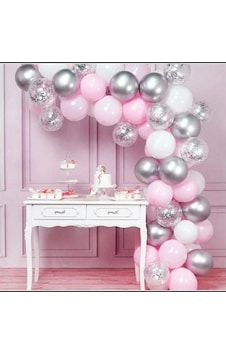 Pembe-şeffaf-gümüş Balon Seti Pembe-şeffaf-gümüş Balon Seti