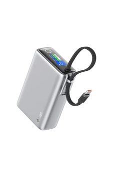 Ttec-recharger Pro Max Tft 20.000mah Pd 65w Usb-c Dahili Kablolu Taşınabilir Hızlı Şarj Aleti / Powerbank Gümüş