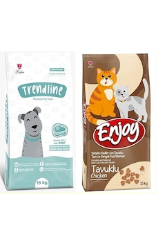 Trendline Dog Biftekli Köpek Maması 15 KG + Enjoy Tavuk Etli Yetişkin Kedi Maması 15 KG Trendline Dog Biftekli Köpek Maması 15 KG + Enjoy Tavuk Etli Yetişkin Kedi Maması 15 KG