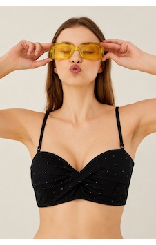 Loya Kadın Siyah Taşlı Lotus Straplez Tek Üst Bikini Loya Kadın Siyah Taşlı Lotus Straplez Tek Üst Bikini