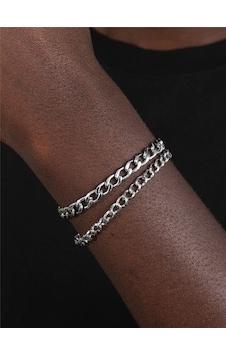 Gümüş Renk Unisex İnce Ve Kalın Cadena Kombin Bileklik - 2130 Çok Renkli Gümüş Renk Unisex İnce Ve Kalın Cadena Kombin Bileklik - 2130 Çok Renkli