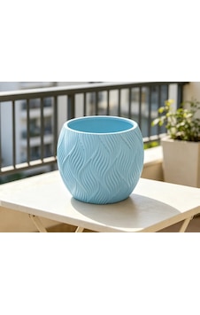 3d Baskı Yapraklı Desenli Yuvarlak Saksı Tepsili Süzdürmeli Bitki Saksısı 15 Cm Dekoratif Çiçek - Mavi 3d Baskı Yapraklı Desenli Yuvarlak Saksı Tepsili Süzdürmeli Bitki Saksısı 15 Cm Dekoratif Çiçek - Mavi
