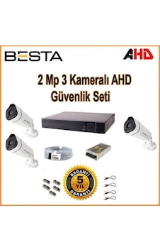 2mp Ahd 1080p Gece Görüşlü 3 Kameralı Güvenlik Sistemi 2mp Ahd 1080p Gece Görüşlü 3 Kameralı Güvenlik Sistemi