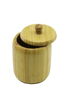 Ahşap Bambu Şekerlik Kapaklı Çap: 9cm Derinlik: 10.5cm No:10