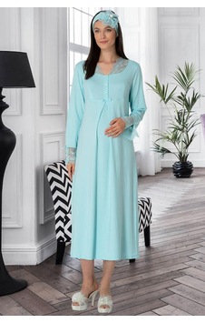 Mecit Pijama Mecit 5312 Turkuaz Hamile Lohusa Gecelik Mecit Pijama Mecit 5312 Turkuaz Hamile Lohusa Gecelik
