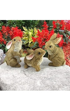 Design Toscano Qm92008 The Bunny Den Rabbits İç/dış Mekan Bahçe Hayvan Heykelleri, 9,5 Cm Genişliğinde, 10,5 Cm Derinliğinde, Tam Renkli Kaplama