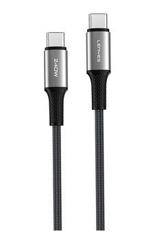 Lenyes Lc563 Type-c To Type-c Pd Örgü Tasarımlı Hızlı Şarj Özellikli Data Şarj Kablosu 240w 1m Siyah