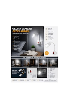 Esnek Boyunlu Priz Tipi Okuma Lambası Gece Lambası E27 Anahtarlı 4w Rustik Led Ampul Dahil Beyaz Esnek Boyunlu Priz Tipi Okuma Lambası Gece Lambası E27 Anahtarlı 4w Rustik Led Ampul Dahil Beyaz
