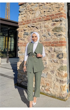 Riella Butik Sera Yelekli Takım Haki Riella Butik Sera Yelekli Takım Haki