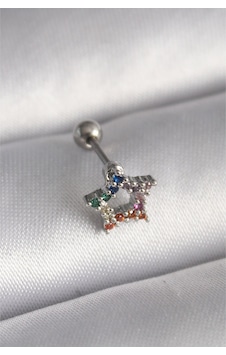 316l Çelik Gümüş Renk Renkli Zirkon Taşlı Yıldız Model Tragus Piercing 316l Çelik Gümüş Renk Renkli Zirkon Taşlı Yıldız Model Tragus Piercing