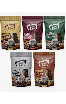 Saray Keyfi Osmanlı + Dibek + Sütlü Menengiç + Damla Sakızlı + Fındıklı Kahve 5x 200 G Saray Keyfi Osmanlı + Dibek + Sütlü Menengiç + Damla Sakızlı + Fındıklı Kahve 5x 200 G