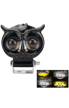 1 Adet Baykuş Led Sis Farı Çakarlı 4 Fonksiyon Çift Renk Sarı-beyaz Moto-offroad-suv-iş Makinesi 12/24 V