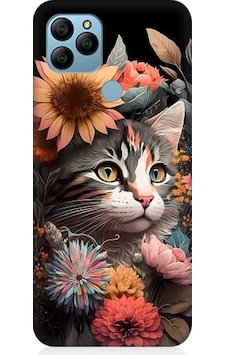 General Mobile Gm 21 Uyumlu Çiçekler Ve Kül Gri Kedi Desenli Silikon Kılıf General Mobile Gm 21 Uyumlu Çiçekler Ve Kül Gri Kedi Desenli Silikon Kılıf