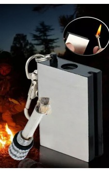 Kamp/puro Çakmağı Kibriti Bitmeyen Tükenmeyen Cep Boy Anahtarlığa Takılan Metal Kibrit Seti Gümüş