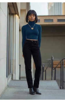 Blue White Kadın Likralı Skinny Fit Siyah Jean Pantolon 34