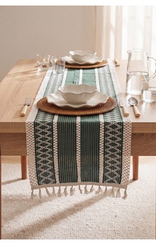 Haki Regina Pamuklu Püsküllü Runner 35x145 Cm Haki Regina Pamuklu Püsküllü Runner 35x145 Cm