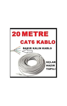 Cat6 Kalin Bakir Internet Kablo 20 Metre Cat6 Kalin Bakir Internet Kablo 20 Metre