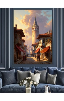 İstanbul Eski Sokak Ve Galata Dekoratif Kanvas - Mdf Ahşap Tablo İstanbul Eski Sokak Ve Galata Dekoratif Kanvas - Mdf Ahşap Tablo