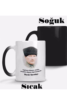 İsme Özel Atatürk Sihirli Kupa Bardak Parlak Siyah İsme Özel Atatürk Sihirli Kupa Bardak Parlak Siyah