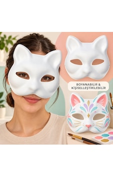 Kendin Tasarla Kişiselleştirilebilir Boyanabilir Kedi Maskesi 5690 " Kendin Tasarla Kişiselleştirilebilir Boyanabilir Kedi Maskesi 5690 "