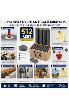 512 Adet Mıknatıs 17x3 Mm Yuvarlak Güçlü Mıknatıs Cpr-8817-f3e8c 512 Adet Mıknatıs 17x3 Mm Yuvarlak Güçlü Mıknatıs Cpr-8817-f3e8c