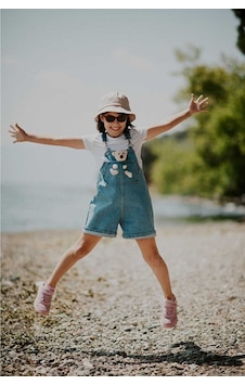 Stella Butik Ayıcıklı Unisex Çocuk Bayramlık Salopet Denim