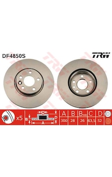 TRW DF4850S Fren Diski Ön S-Max 06- Mondeo IV 07- Galaxy III 06- / S60 10- S80 06- V60 V70 06- X / Range Rover Fren Diski 37987111 TRW DF4850S Fren Diski Ön S-Max 06- Mondeo IV 07- Galaxy III 06- / S60 10- S80 06- V60 V70 06- X / Range Rover Fren Diski 37987111