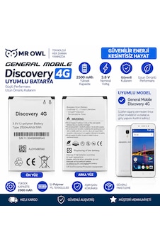 General Mobile Discovery 4g Uyumlu 2500 Mah 3.8v Li-polymer Batarya General Mobile Discovery 4g Uyumlu 2500 Mah 3.8v Li-polymer Batarya