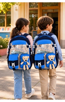 Mavi Lacivert Ayıcıklı Maskotlu Lüks Okul Sırt Çantası Geniş Ergonomik Çocuk 40x30x15 Cm Çok Renkli Mavi Lacivert Ayıcıklı Maskotlu Lüks Okul Sırt Çantası Geniş Ergonomik Çocuk 40x30x15 Cm Çok Renkli