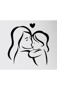Anneler Gününe Özel Anne Ve Bebek Duvar Sticker Siyah
