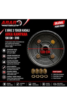 E Bike 3 Teker Kasalı Arka Kampana 130 Cm-3110 130 Mm E Bike 3 Teker Kasalı Arka Kampana 130 Cm-3110 130 Mm