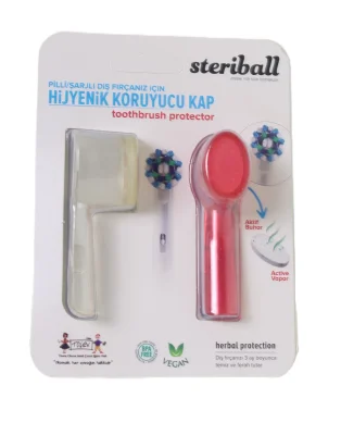 Steriball Elektrikli & Pilli Diş Fırçaları İçin Koruma Kabı 2'li - Şeffaf - Kırmızı