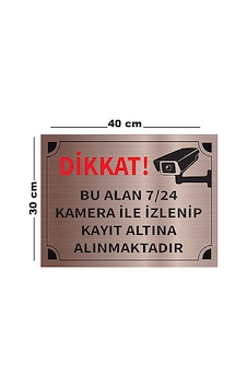 Mayeka Dikkat Bu Alan 7 24 Kamera İle İzlenip A3 Büyüklüğünde 30x40 Levha Bronz Metal Yönlendirme Mayeka Dikkat Bu Alan 7 24 Kamera İle İzlenip A3 Büyüklüğünde 30x40 Levha Bronz Metal Yönlendirme