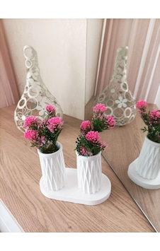 Mini Desenli İkili Beton Saksı Ve Oval Tabak - Yapay Çiçek Hediyeli - Pembe Tomurcuk Mini Desenli İkili Beton Saksı Ve Oval Tabak - Yapay Çiçek Hediyeli - Pembe Tomurcuk