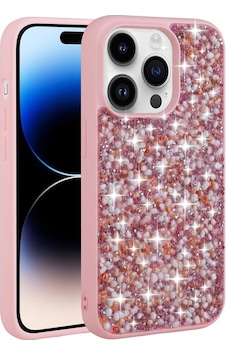 Apple Uyumlu iPhone 14 Pro Max Kılıf Parlak Taşlı Tasarım Stone Linea Kapak