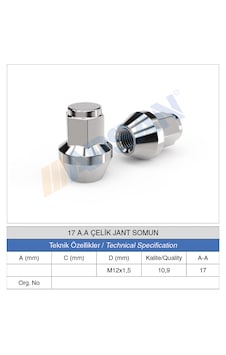 20 Adet 17 Anahtar M12X1.5 DİŞ Çelik Jant BİJON Somunu 20 Adet 17 Anahtar M12X1.5 DİŞ Çelik Jant BİJON Somunu