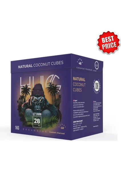 Hug Coal 28 Mm %100 Doğal Hindistan Cevizi Nargile Kömürü 1 Kg 48 Küp Hug Coal 28 Mm %100 Doğal Hindistan Cevizi Nargile Kömürü 1 Kg 48 Küp