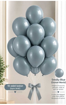 Latex Balon Seti 10'lu- Duman Mavisi Çok Renkli Latex Balon Seti 10'lu- Duman Mavisi Çok Renkli