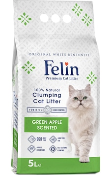 Felin Yeşil Elmalı Topaklaşan Bentonit Kedi Kumu 5 L Felin Yeşil Elmalı Topaklaşan Bentonit Kedi Kumu 5 L
