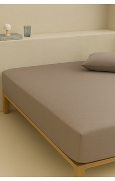 Tek Kişilik Pamuklu Lastikli Çarşaf Bej 100x200 Tek Kişilik Pamuklu Lastikli Çarşaf Bej 100x200