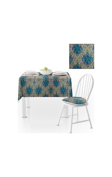 Damask Desenli Mavi Turkuaz Dijital Baskılı Süet Dokuma Masa Örtüsü 140x140 Damask Desenli Mavi Turkuaz Dijital Baskılı Süet Dokuma Masa Örtüsü 140x140