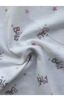 Müslin Örtü 75x85 Ağız Bezi Hediyeli Gri - Pembe