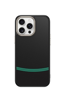 Apple Uyumlu iPhone 14 Pro Max Kılıf M-safe Şarj Özellikli Karbon Fiber Görünümlü Zore Antina Kapak Siyah-yeşil