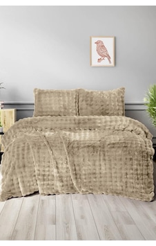 Merinos Diamond Buble Kürk Çift Kişilik Comforter Set Bej Gri Merinos Diamond Buble Kürk Çift Kişilik Comforter Set Bej Gri