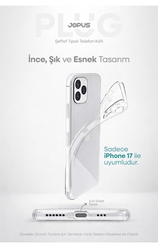 Jopus Apple iPhone Uyumlu 17 Şeffaf Silikon Kılıf Kamera Korumalı Darbe Emicili Tıpalı Js-238 standart Jopus Apple iPhone Uyumlu 17 Şeffaf Silikon Kılıf Kamera Korumalı Darbe Emicili Tıpalı Js-238 standart