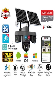 O-kam Ok-335 Premium 4g 12mp Sim Kartlı Solar Panelli Çakarlı 4 Lens 1 Ptz Akıllı Kamera + 128gb Sd Kart Dahil O-kam Ok-335 Premium 4g 12mp Sim Kartlı Solar Panelli Çakarlı 4 Lens 1 Ptz Akıllı Kamera + 128gb Sd Kart Dahil